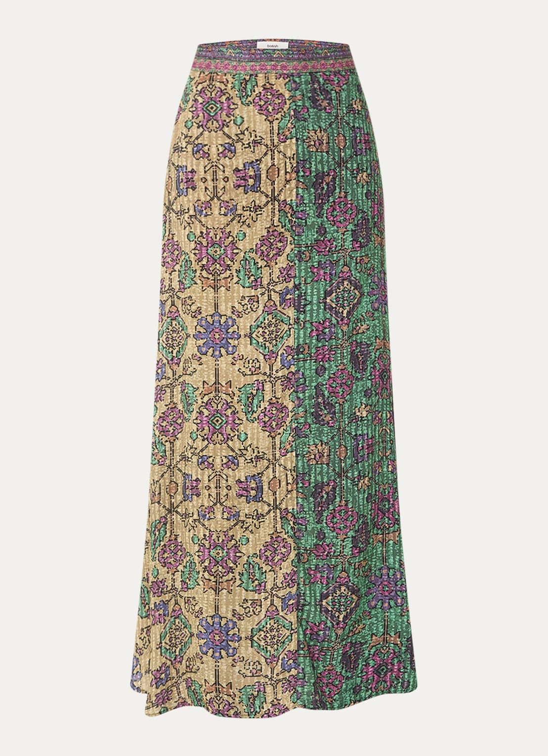 ba&sh Pario high waist maxi rok met print - voorkant groen