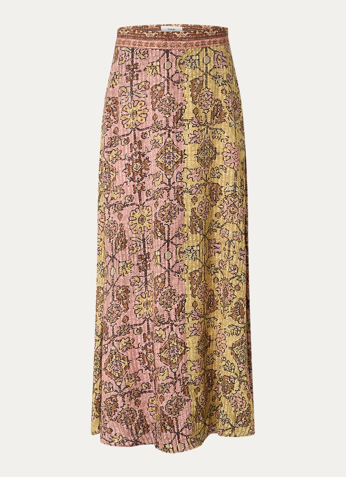ba&sh Pario high waist maxi rok met print - voorkant geel