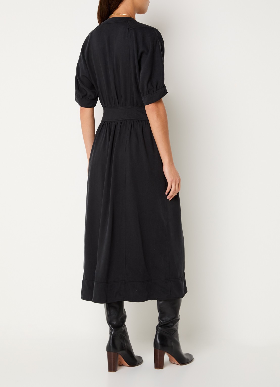 ba&sh Parisa maxi jurk met steekzakken - achterkant 3 zwart