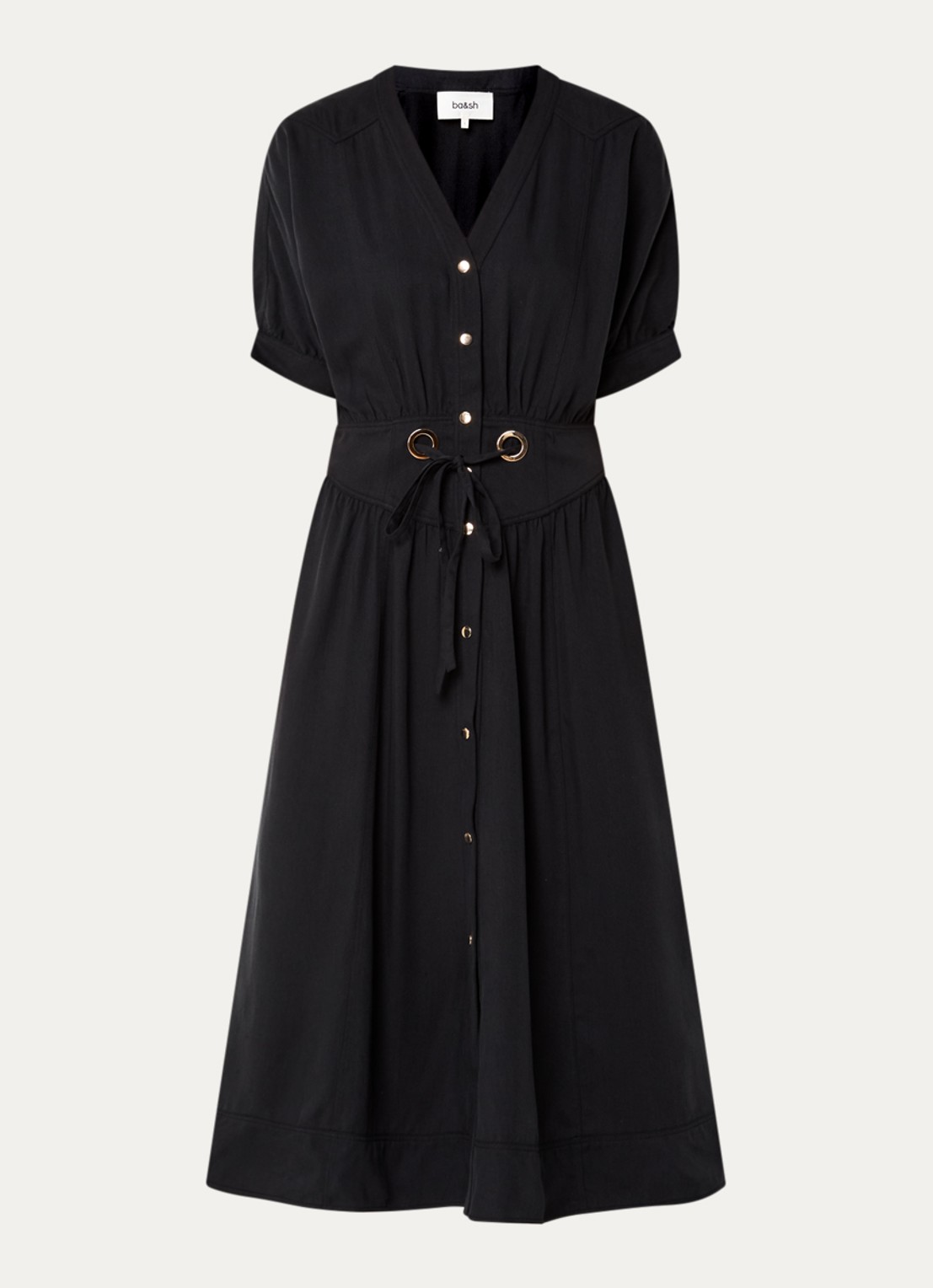 ba&sh Parisa maxi jurk met steekzakken - voorkant zwart