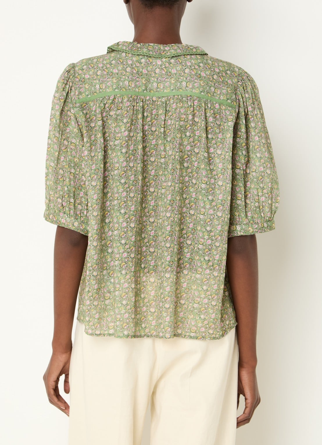 ba&sh Physalys blouse met bloemenprint - achterkant 3 groen