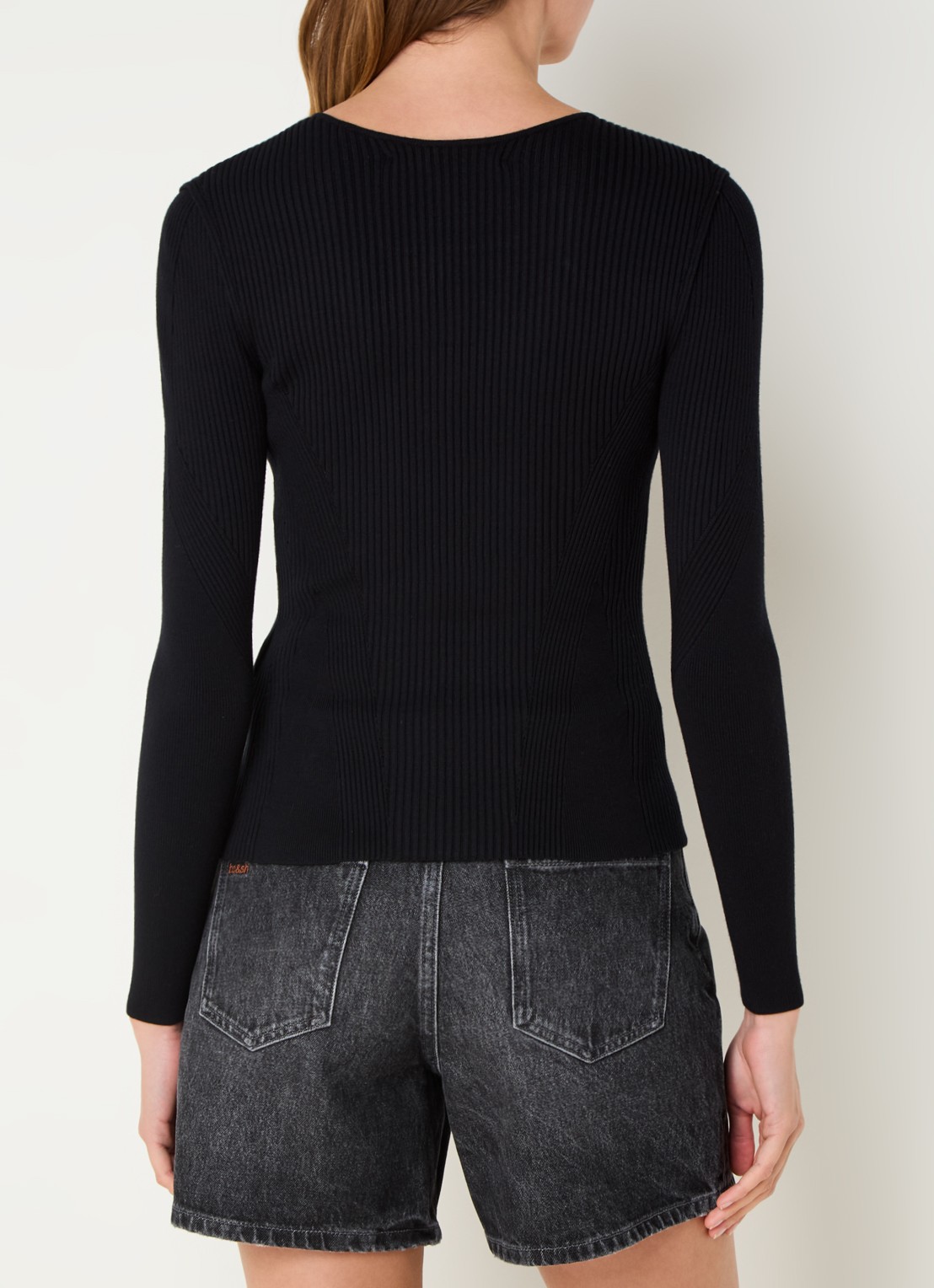 ba&sh Pietra ribgebreide trui met cut-out detail - achterkant 4 zwart