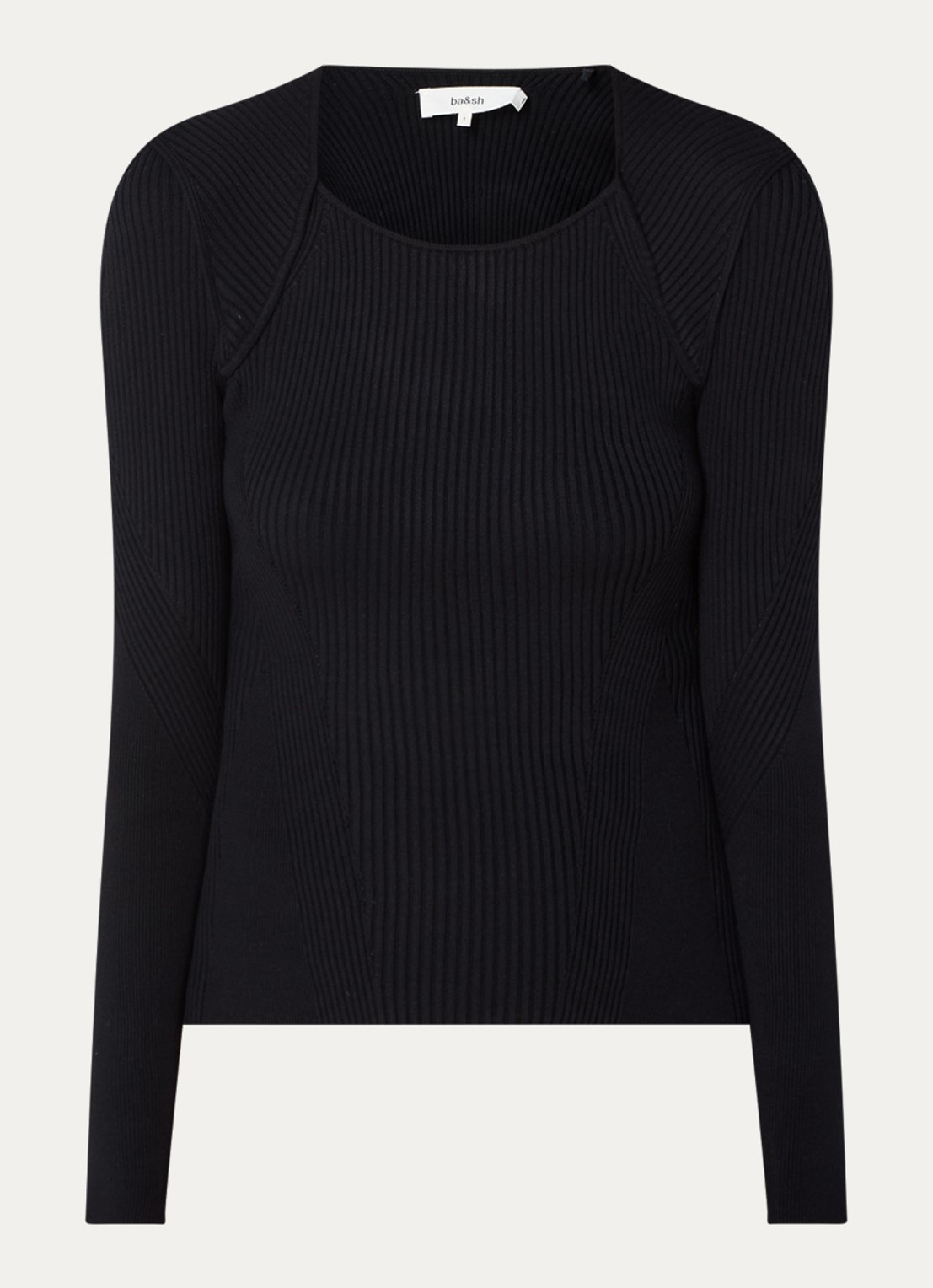 ba&sh Pietra ribgebreide trui met cut-out detail - voorkant zwart