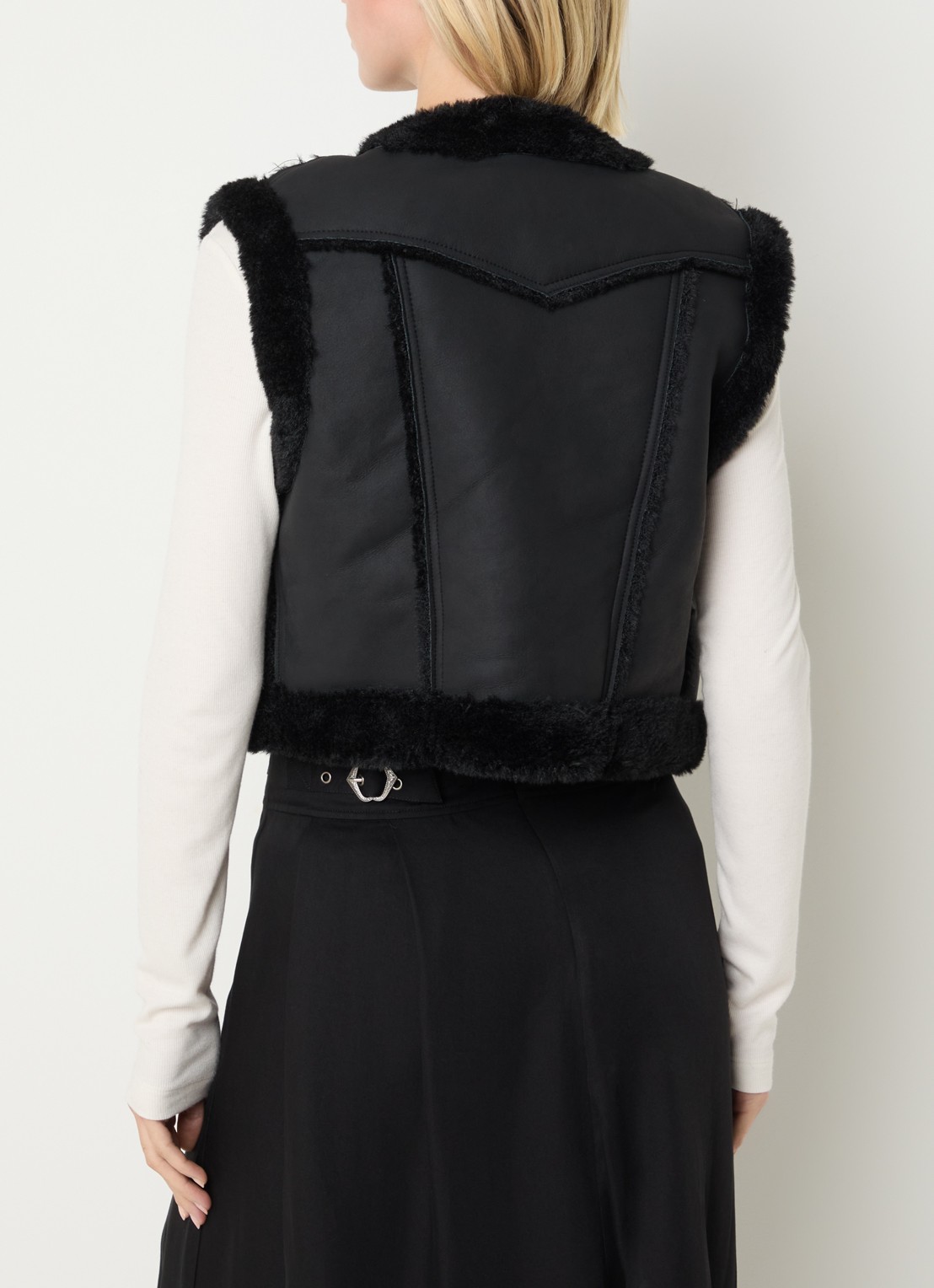 ba&sh Pilar gilet van imitatiesuède met details van teddy - achterkant zwart