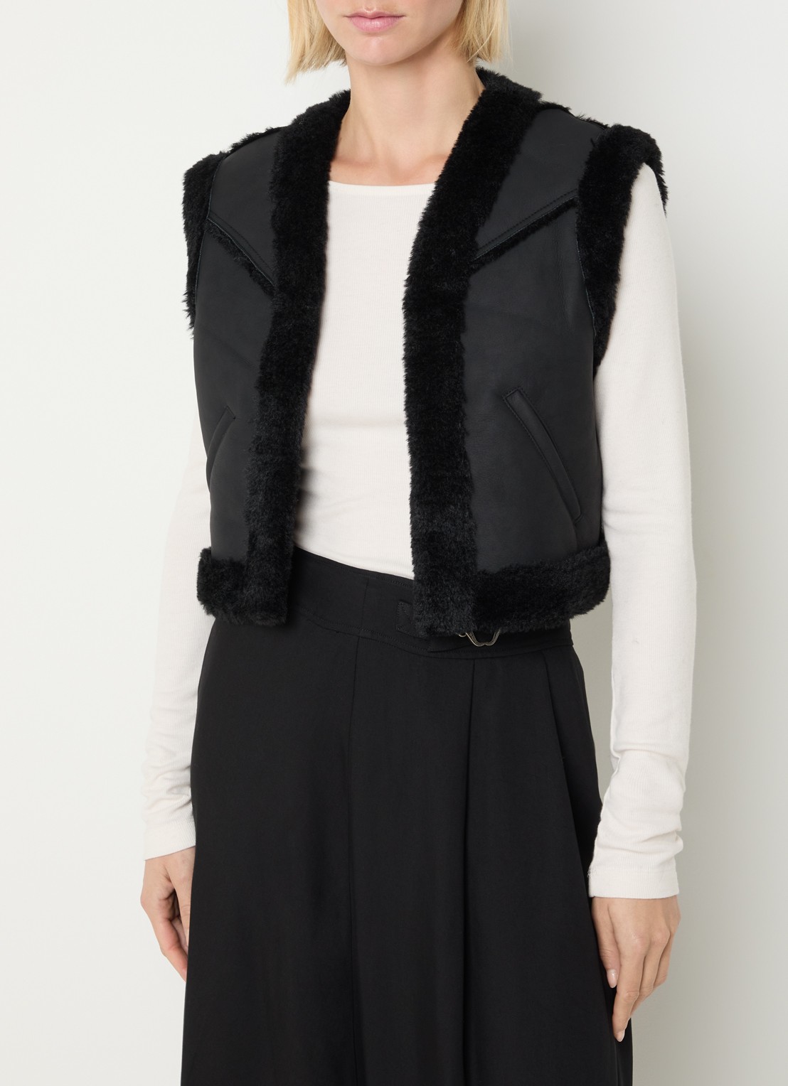 ba&sh Pilar gilet van imitatiesuède met details van teddy - detail 4 zwart