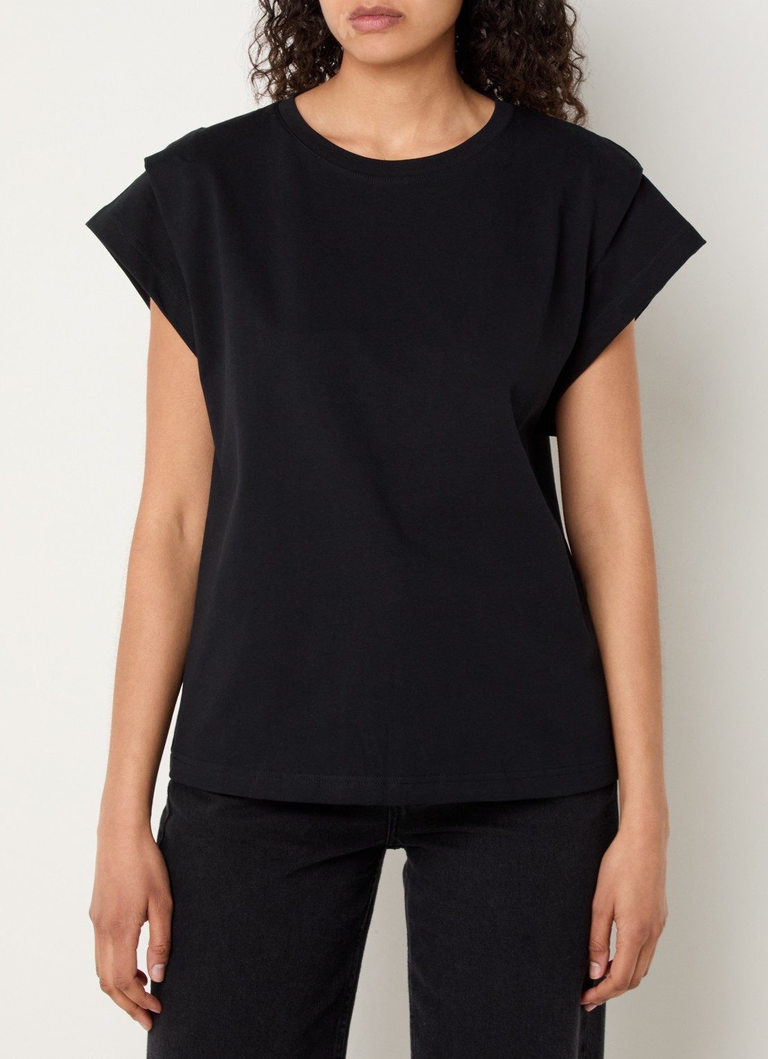 ba&sh Pio T-shirt met ronde hals - detail 4 zwart