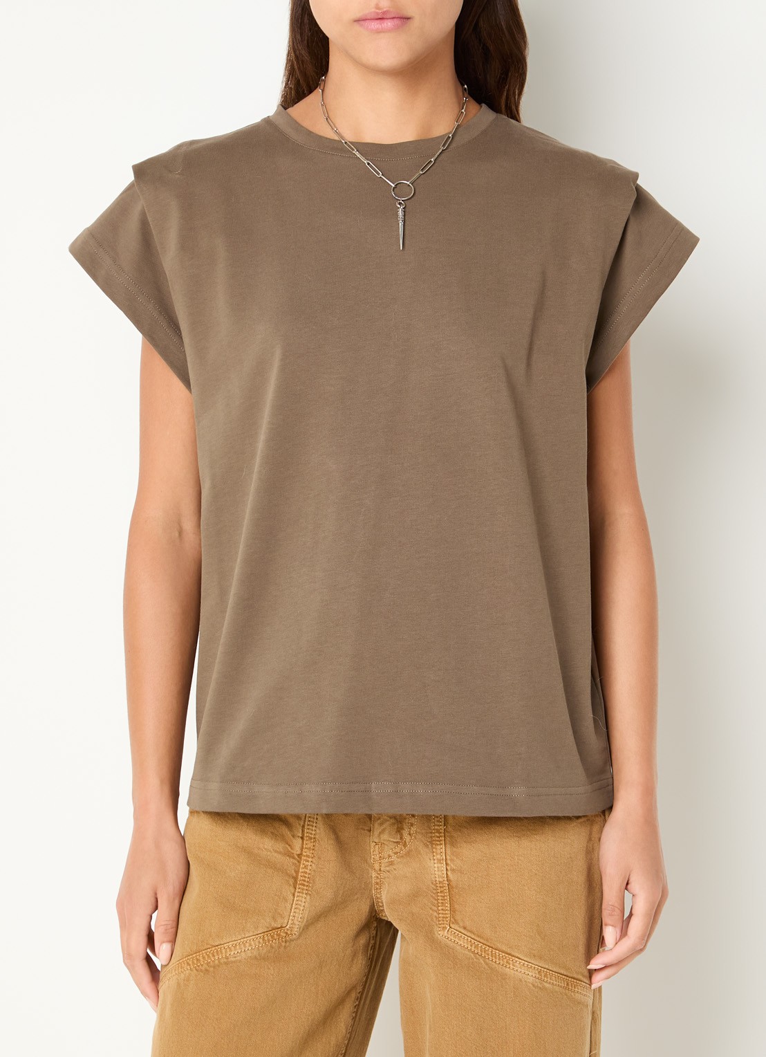 ba&sh Pio T-shirt met ronde hals - detail zand