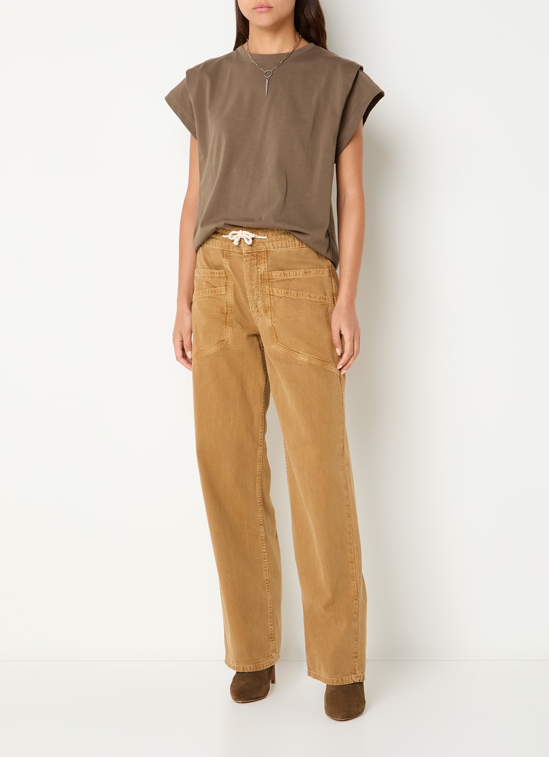 ba&sh Pio T-shirt met ronde hals - voorkant 3 zand