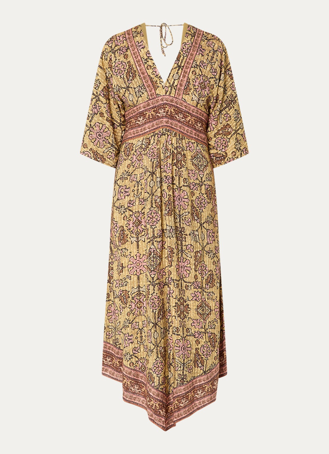 ba&sh Pipa midi jurk met cut-out detail en print - voorkant 3 geel
