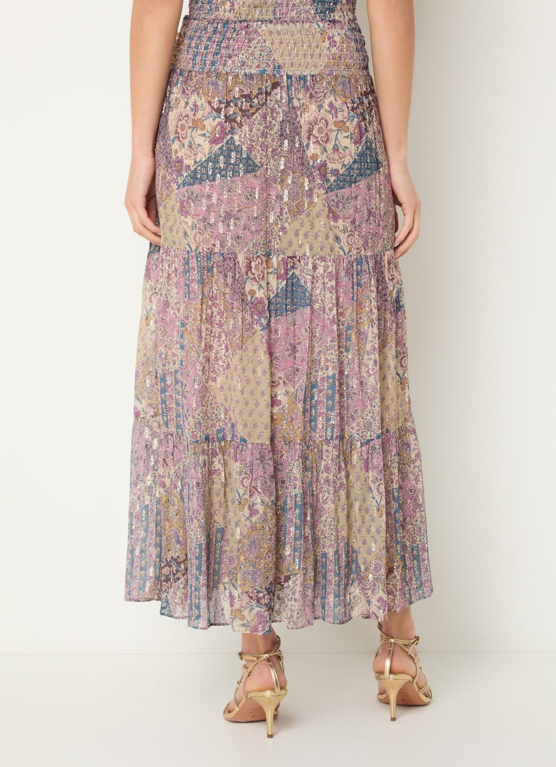 ba&sh Pitsy midi rok met lurex - achterkant 3 oudroze