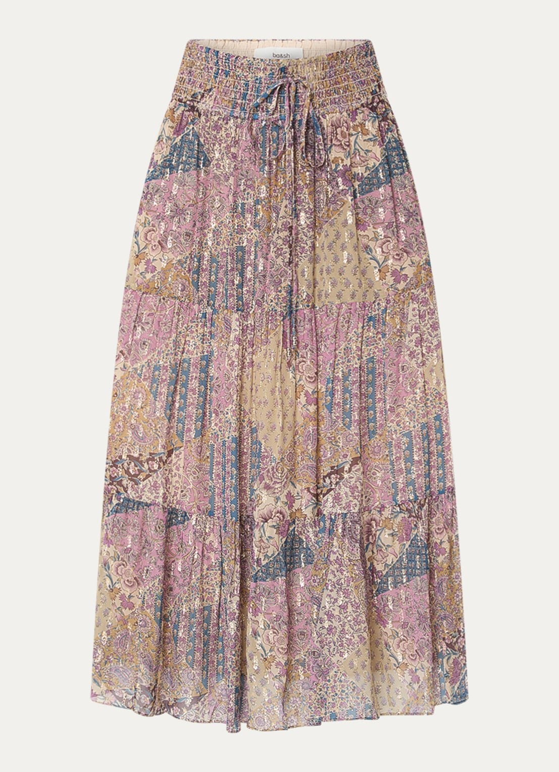 ba&sh Pitsy midi rok met lurex - voorkant oudroze