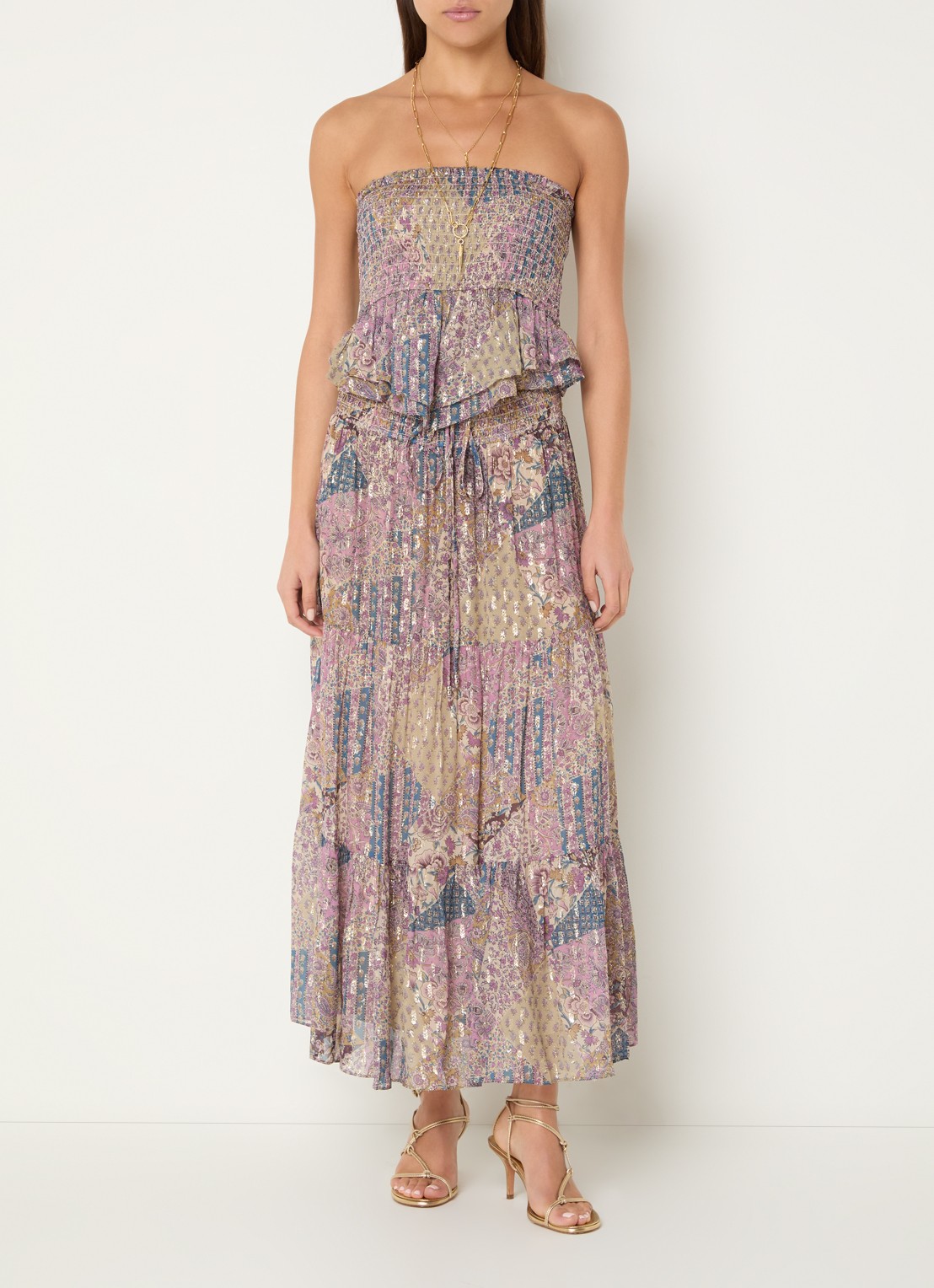 ba&sh Pitsy midi rok met lurex - voorkant 2 oudroze