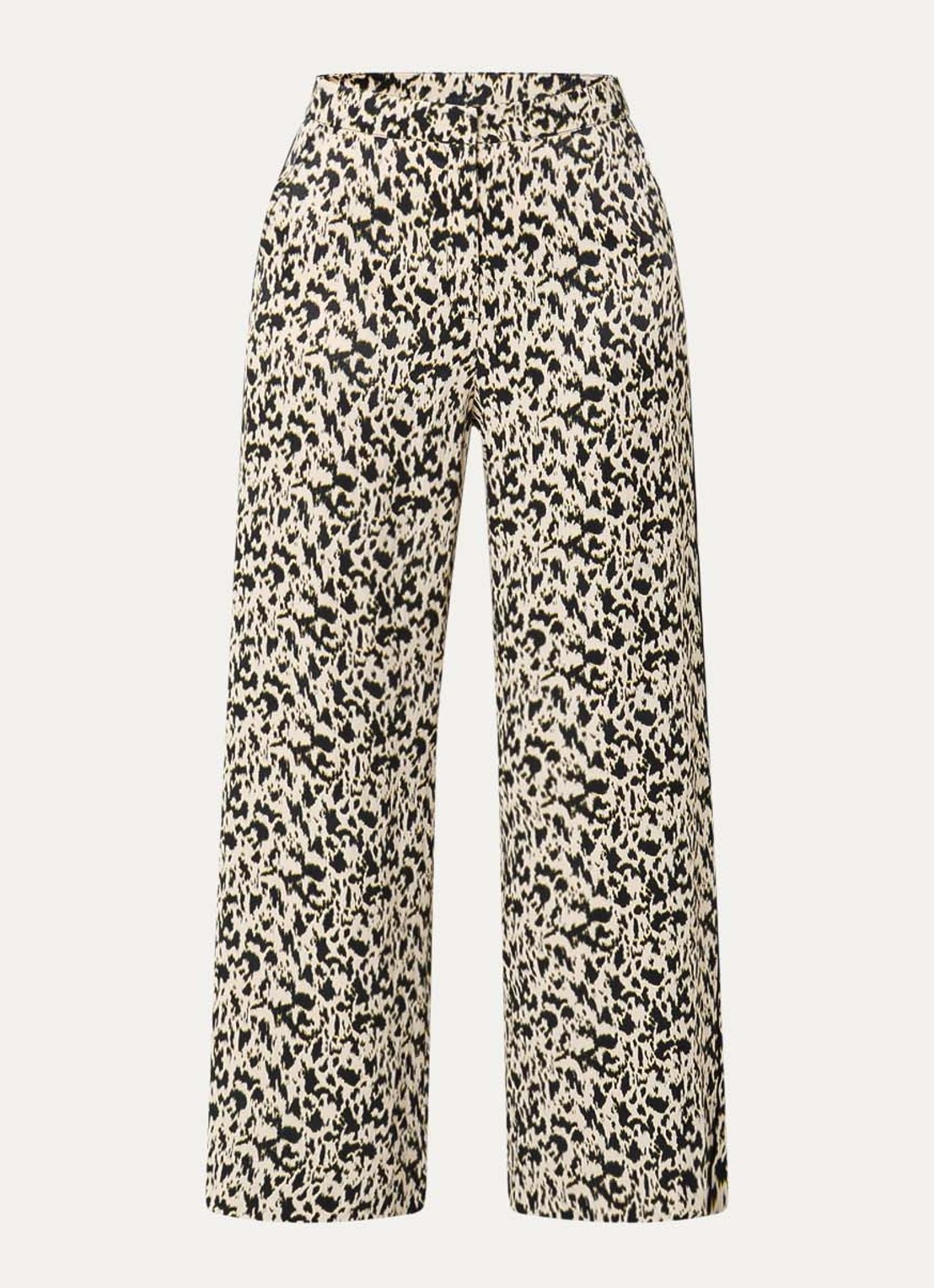 ba&sh Plyde high waist loose fit pantalon met panterprint - voorkant 3 gebroken wit