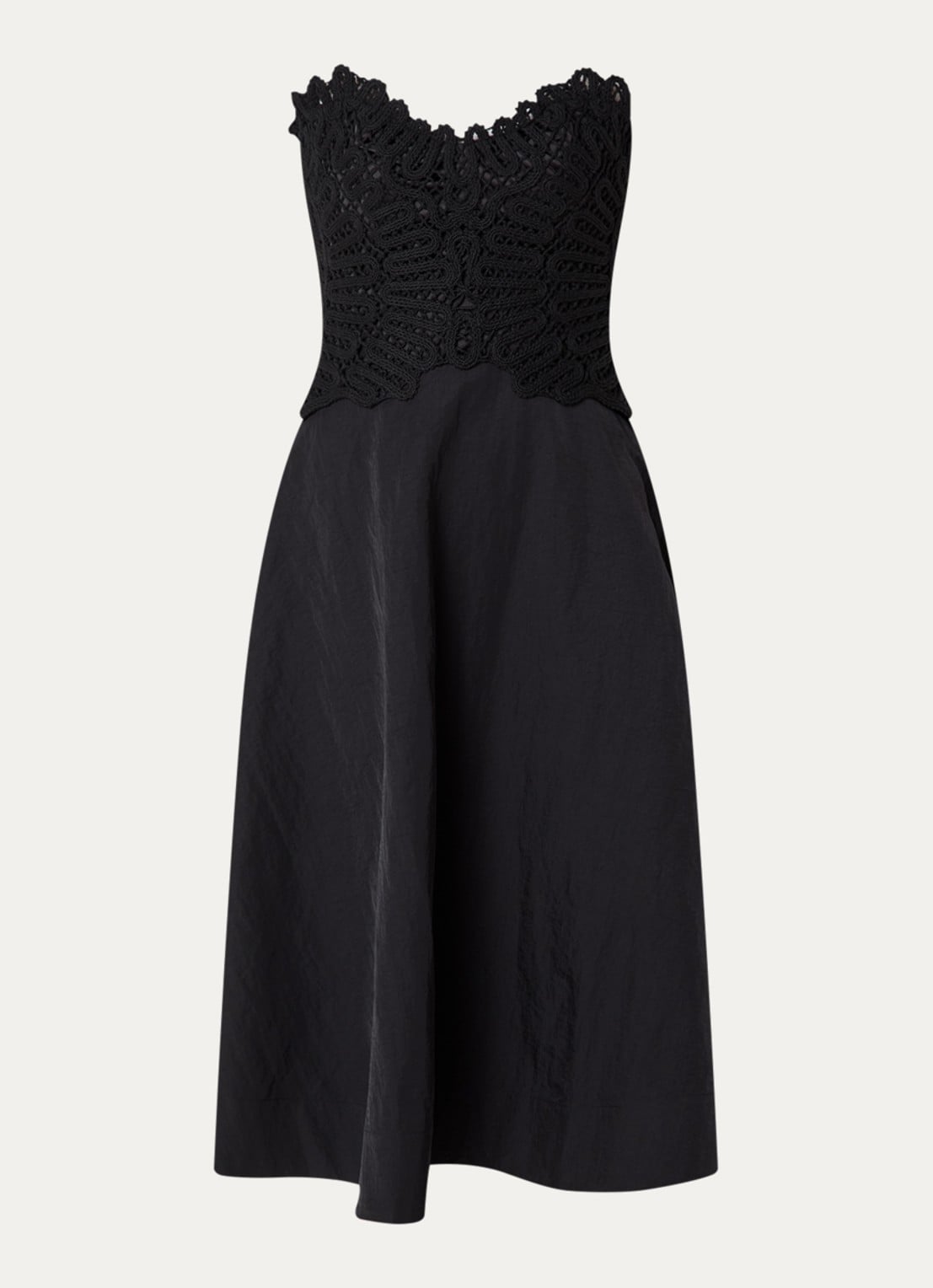 ba&sh Praina midi A-lijn jurk met details van crochet - voorkant 3 zwart