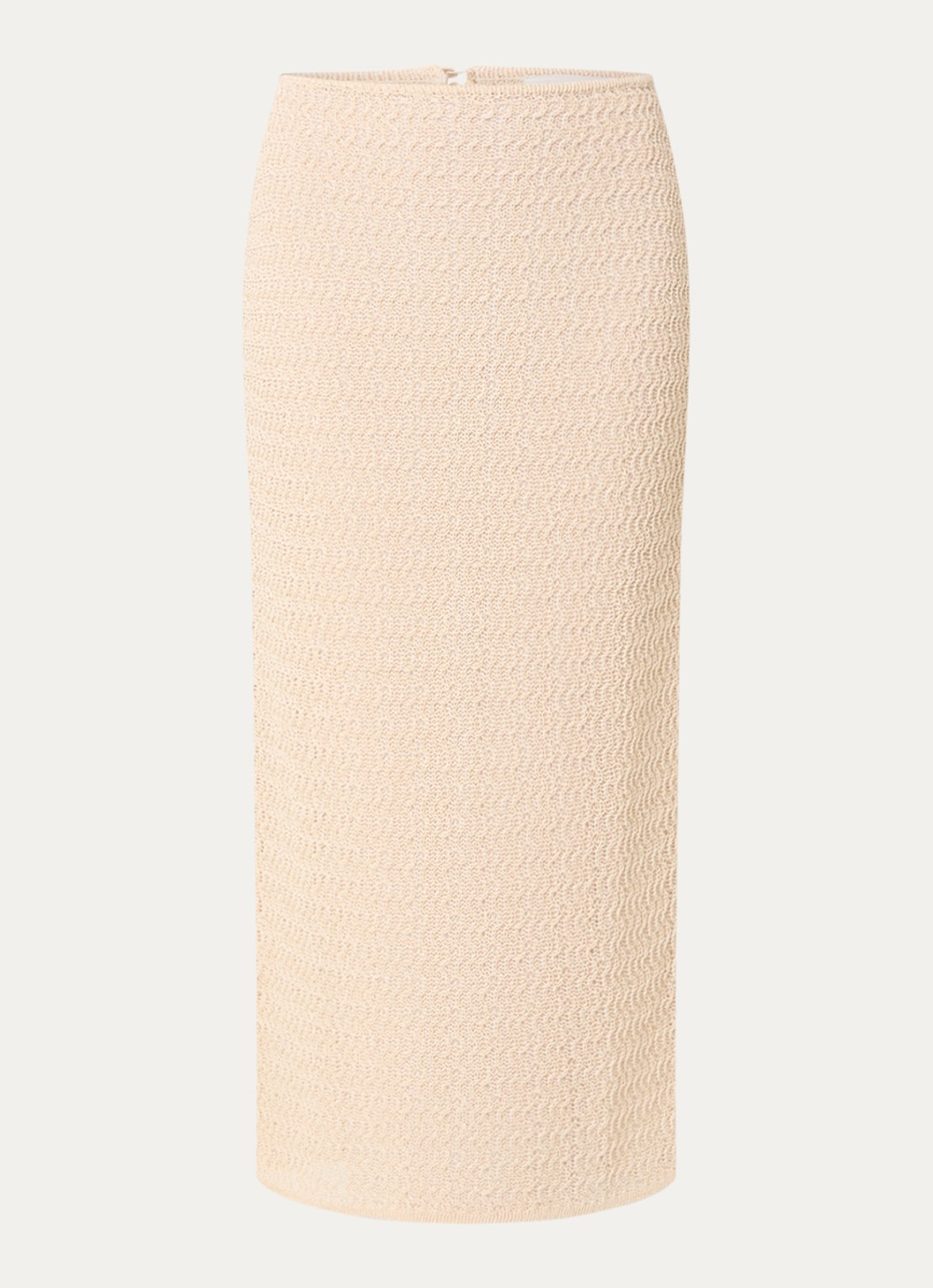ba&sh Prettie grofgebreide semi-transparante maxi rok met split - voorkant creme