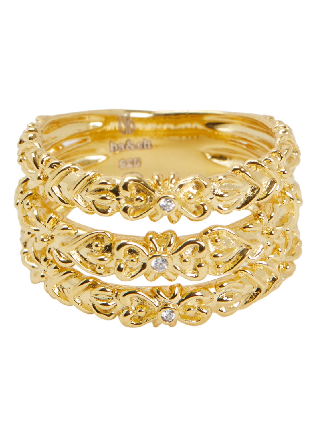 ba&sh Prince ring van zilver - voorkant goud
