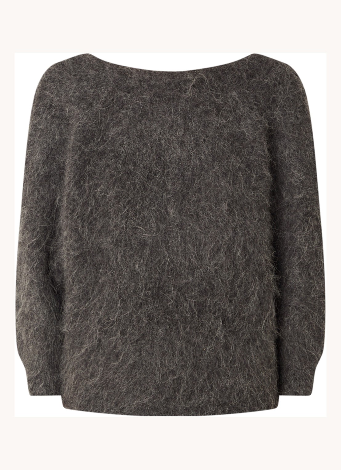 ba&sh Pull fijngebreide trui in alpaca wolblend met geknoopt detail - voorkant 2 antraciet