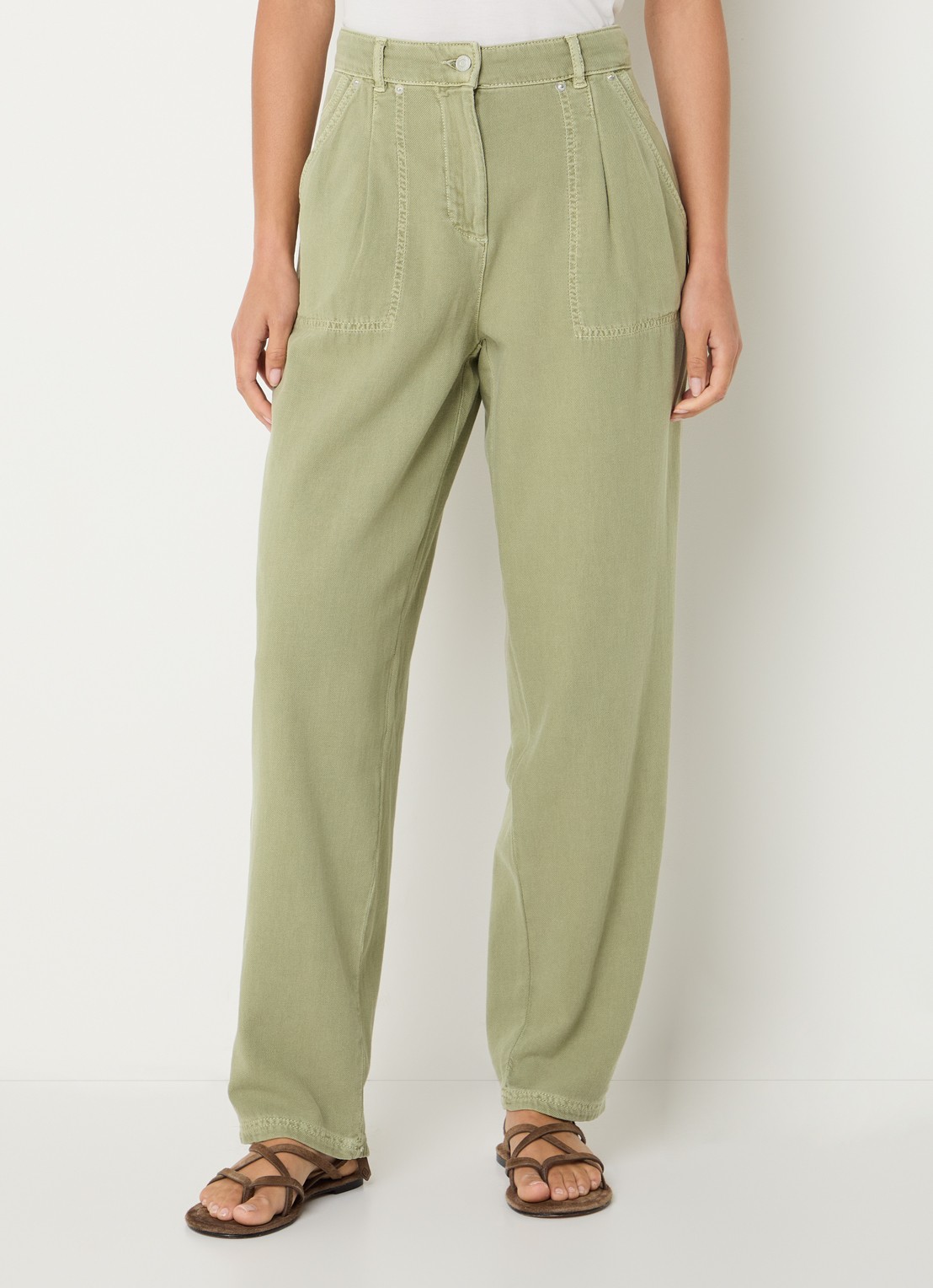 ba&sh Raja mid waist loose fit broek met steekzakken - detail 2 olijfgroen