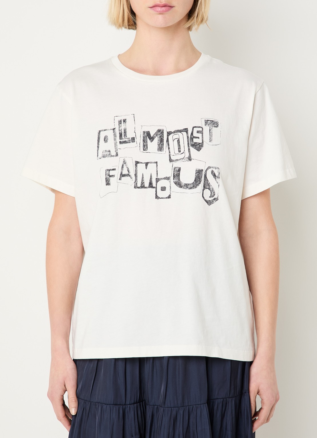 ba&sh Ralfa T-shirt met print - detail 4 gebroken wit