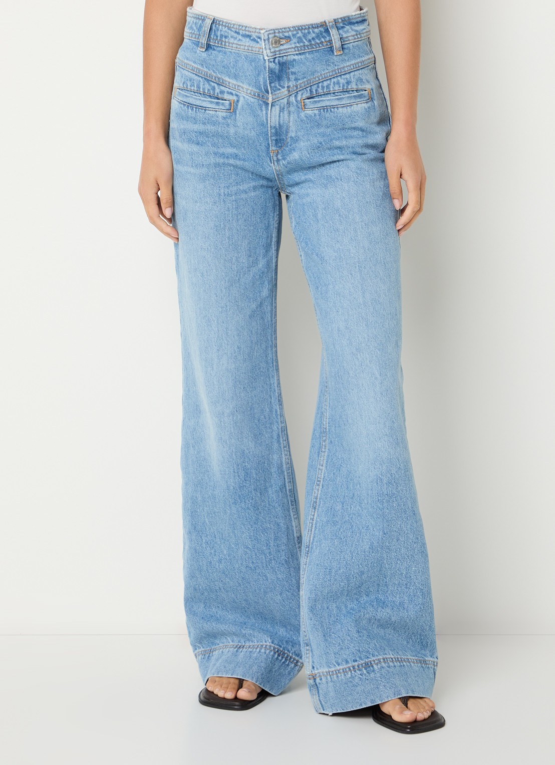 ba&sh Ranja high waist flared jeans met lichte wassing - detail 4 indigo