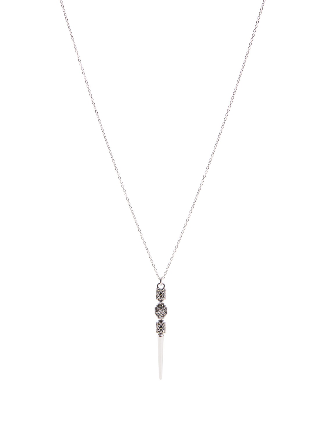 ba&sh Rene ketting met kristal - voorkant 3 zilver
