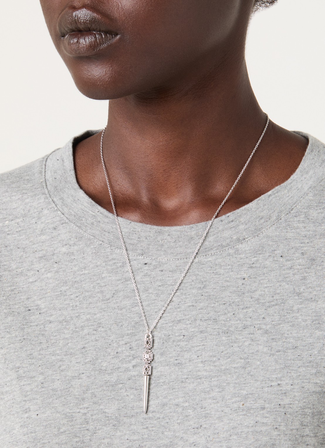 ba&sh Rene ketting met kristal - voorkant 5 zilver