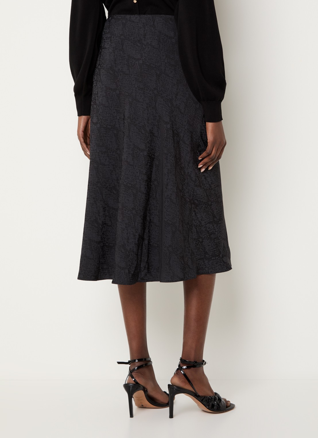 ba&sh Rista midi rok met slangenprint - achterkant 3 zwart