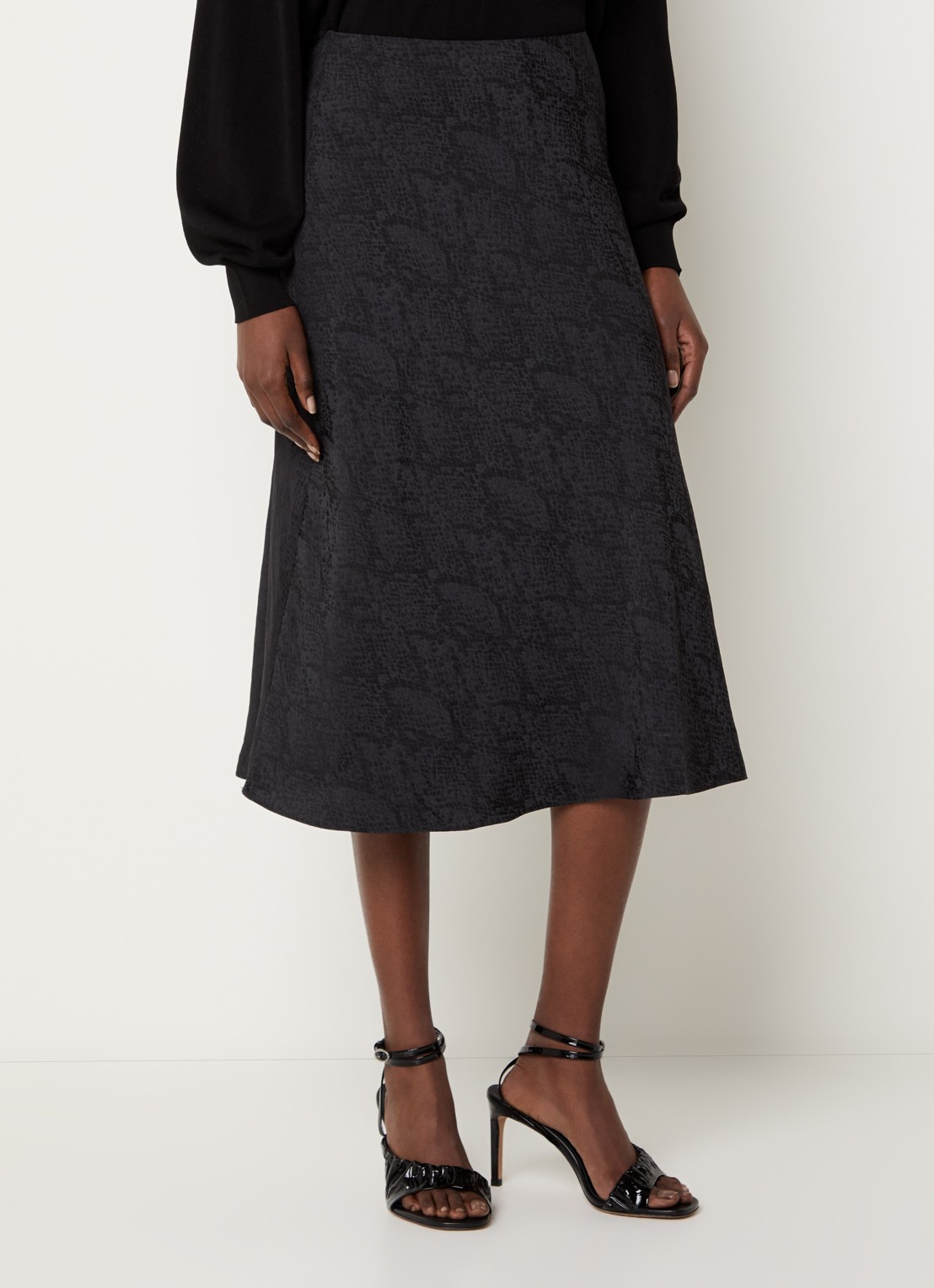 ba&sh Rista midi rok met slangenprint - detail 4 zwart