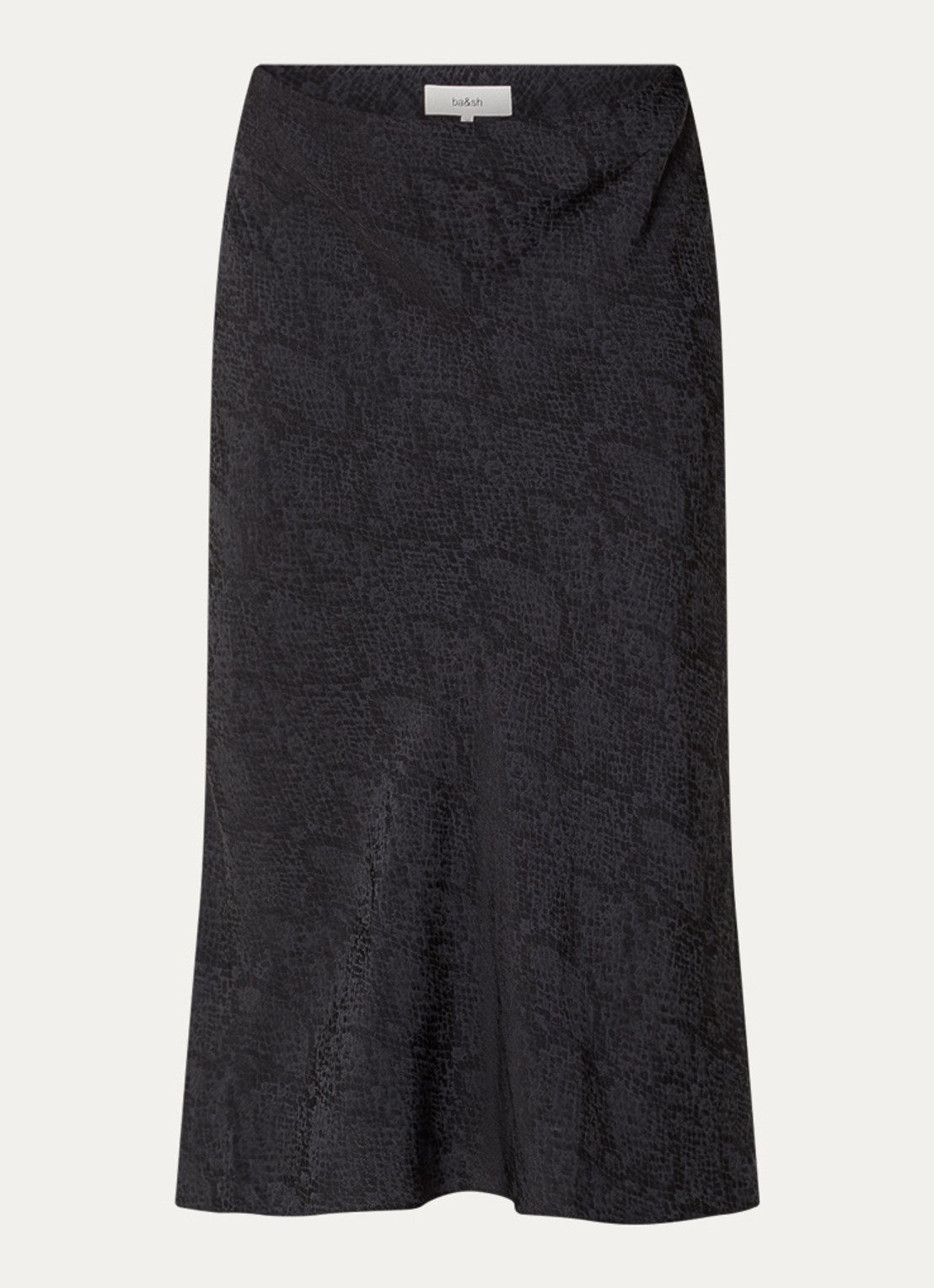 ba&sh Rista midi rok met slangenprint - voorkant zwart
