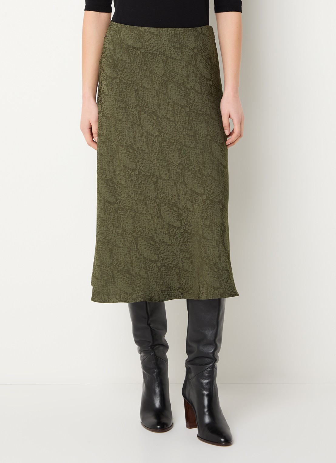 ba&sh Rista midi rok met slangenprint - detail 2 legergroen