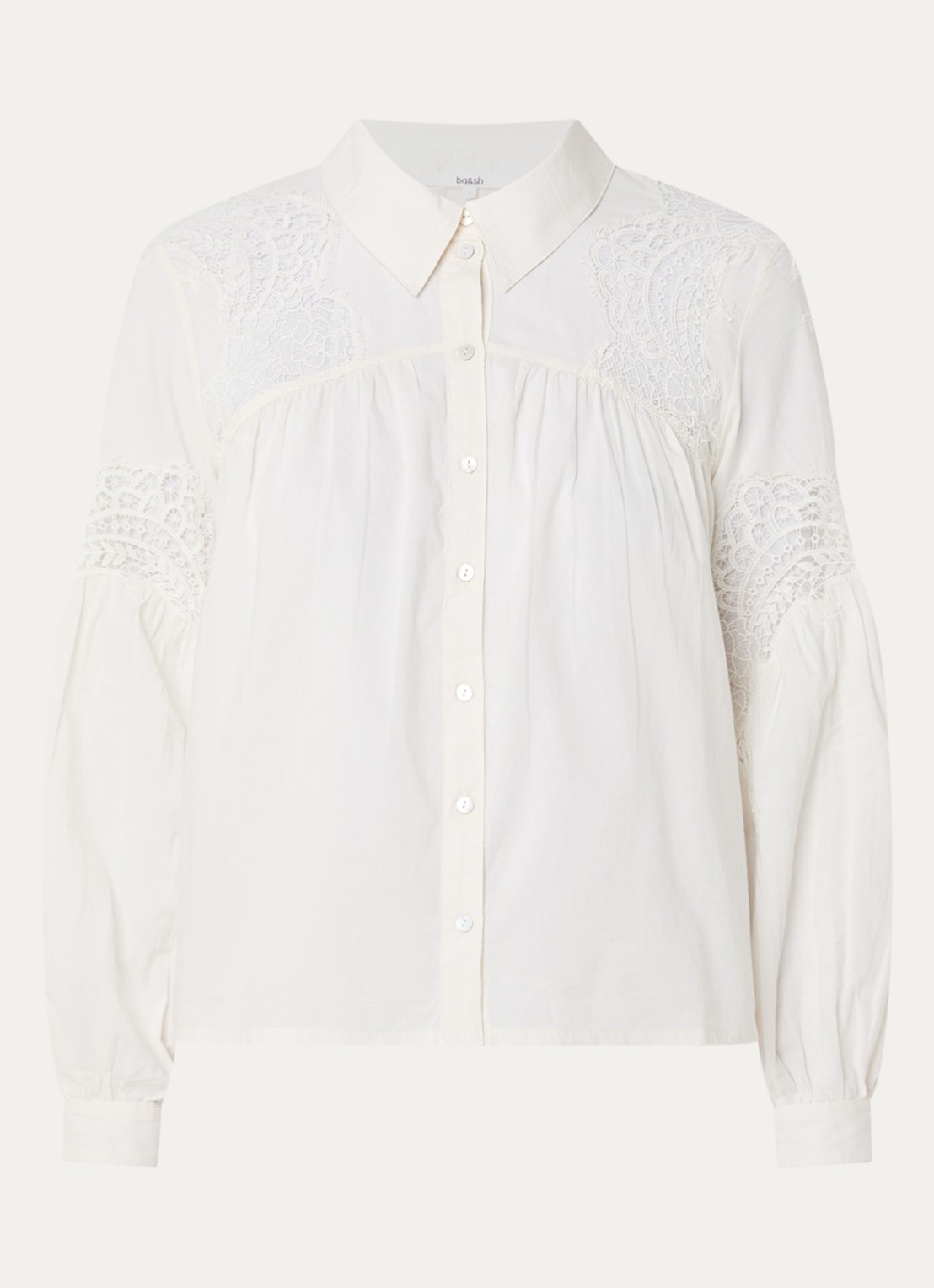 ba&sh Roseanne blouse met broderie - voorkant gebroken wit