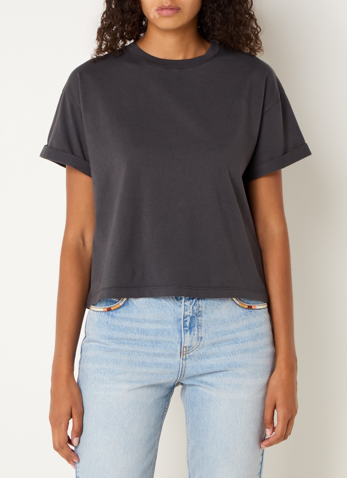 ba&sh Rosie T-shirt met ronde hals - detail donkergrijs
