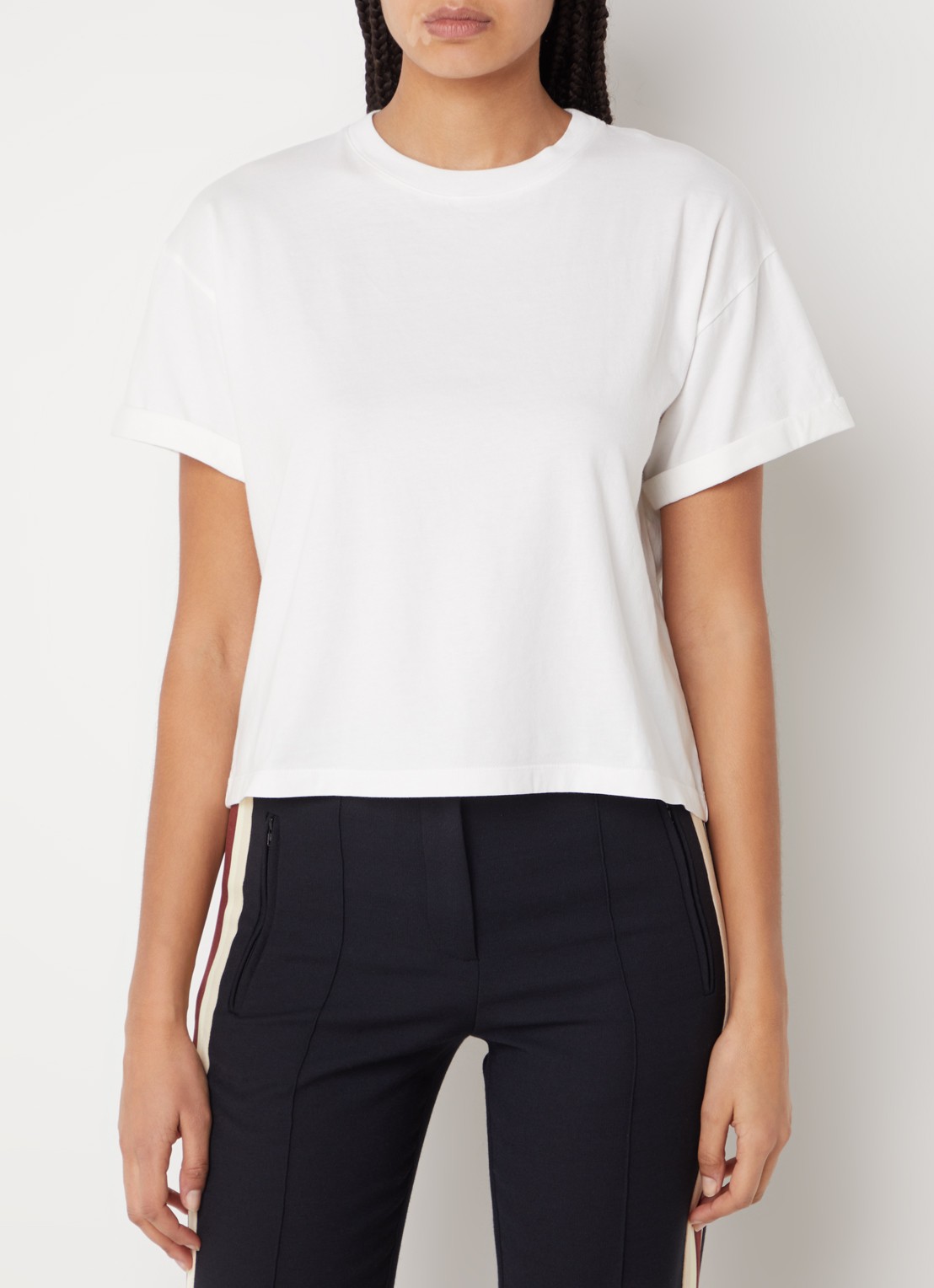 ba&sh Rosie T-shirt met stretch - detail 3 gebroken wit