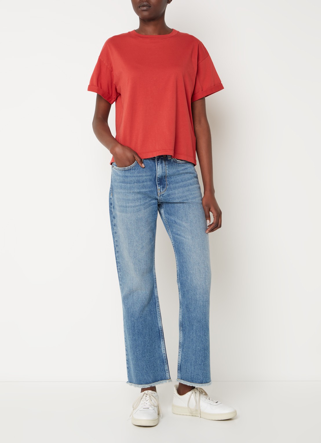 ba&sh Rosie T-shirt met stretch - voorkant 2 steenrood