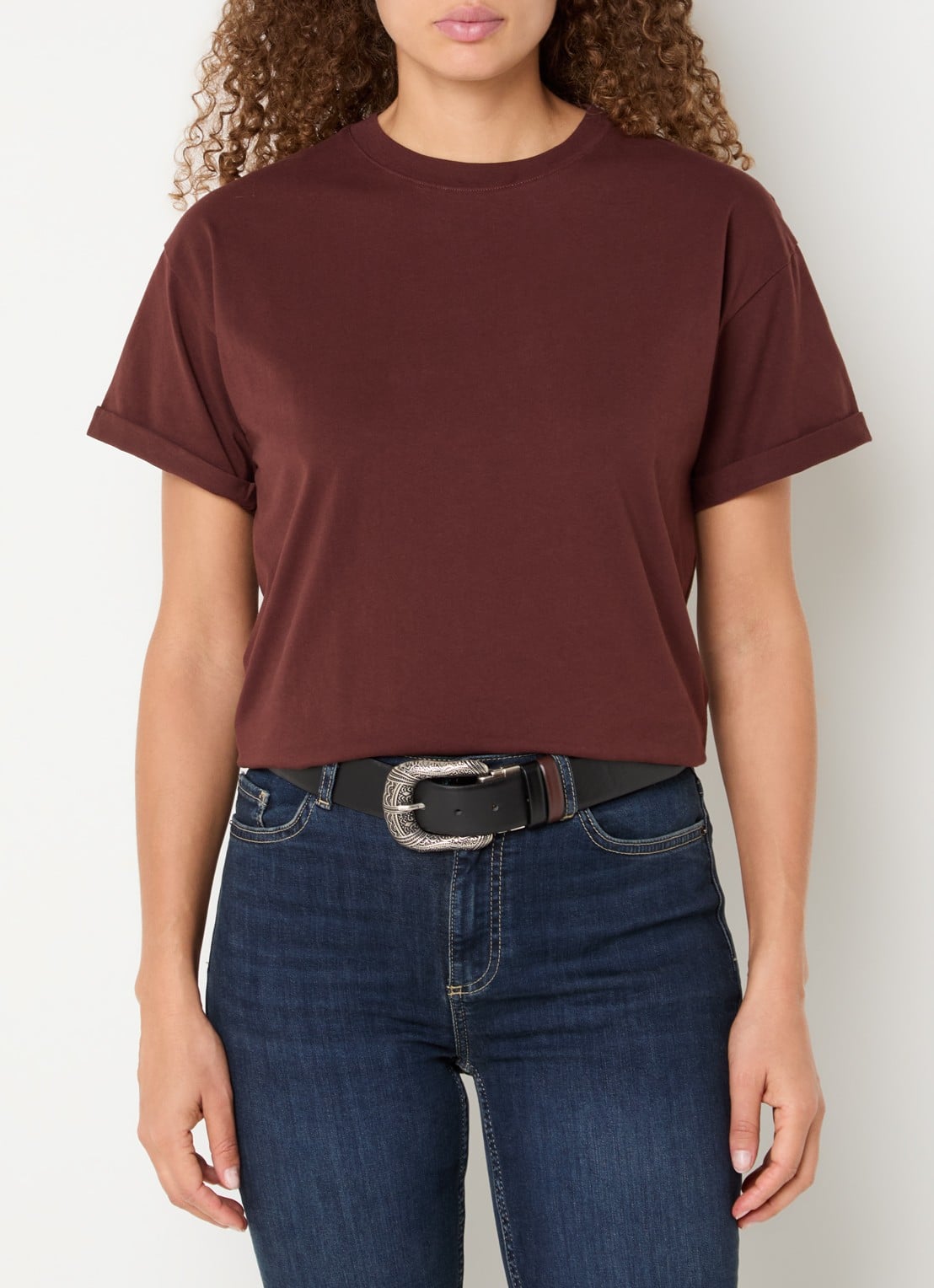 ba&sh Rosie T-shirt met stretch - detail 4 bordeauxrood