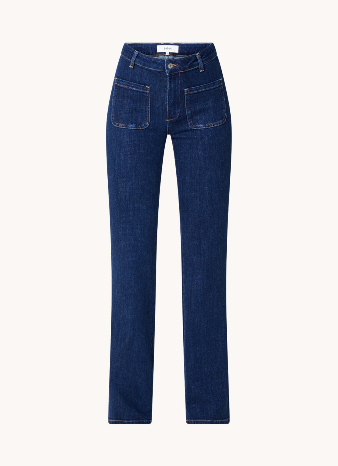 ba&sh Ross mid waist bootcut jeans met donkere wassing - voorkant 3 indigo