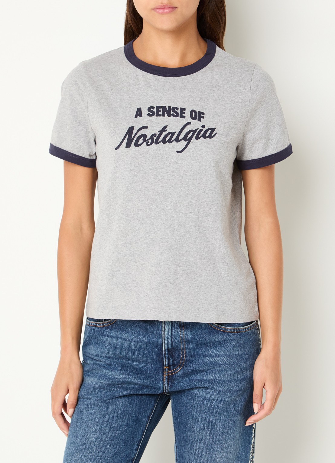 ba&sh Rosta T-shirt met print - detail lichtgrijs