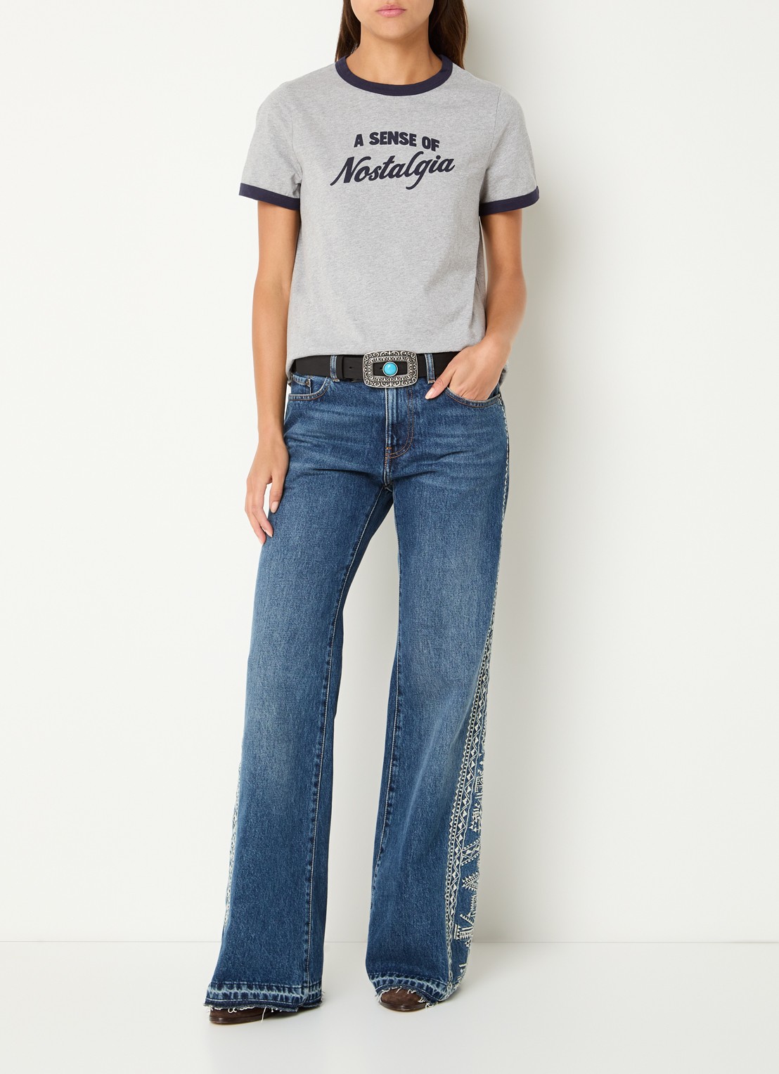 ba&sh Rosta T-shirt met print - voorkant 4 lichtgrijs