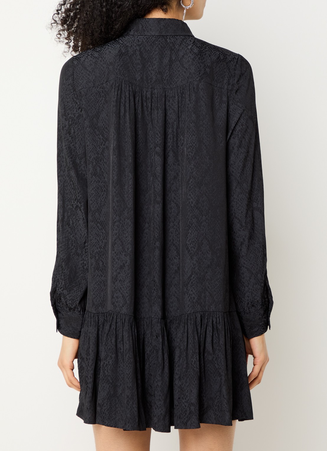 ba&sh Rosyna mini blousejurk met slangenprint - achterkant zwart