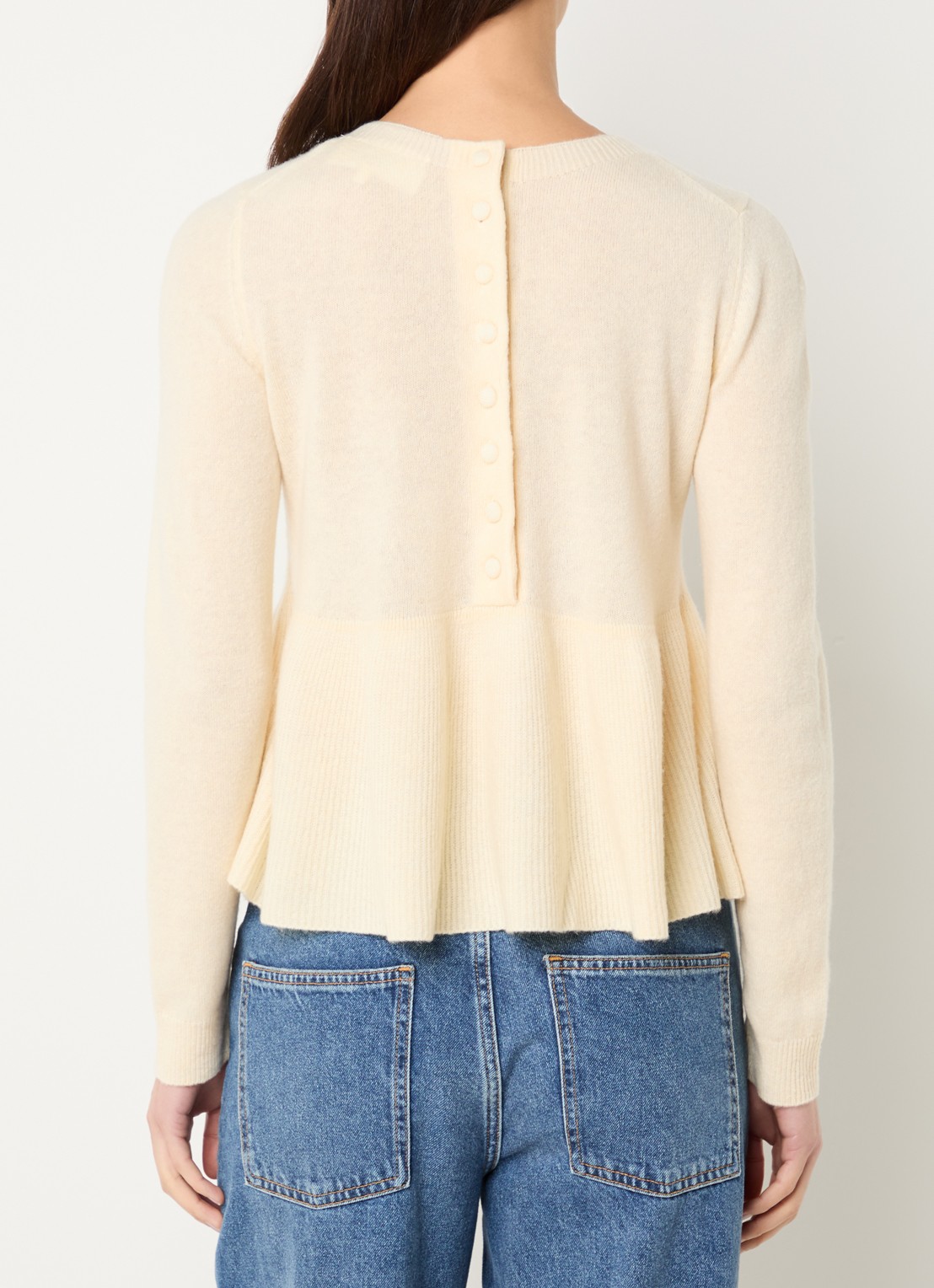 ba&sh Salama fijngebreide pullover in wolblend - achterkant 4 lichtgeel