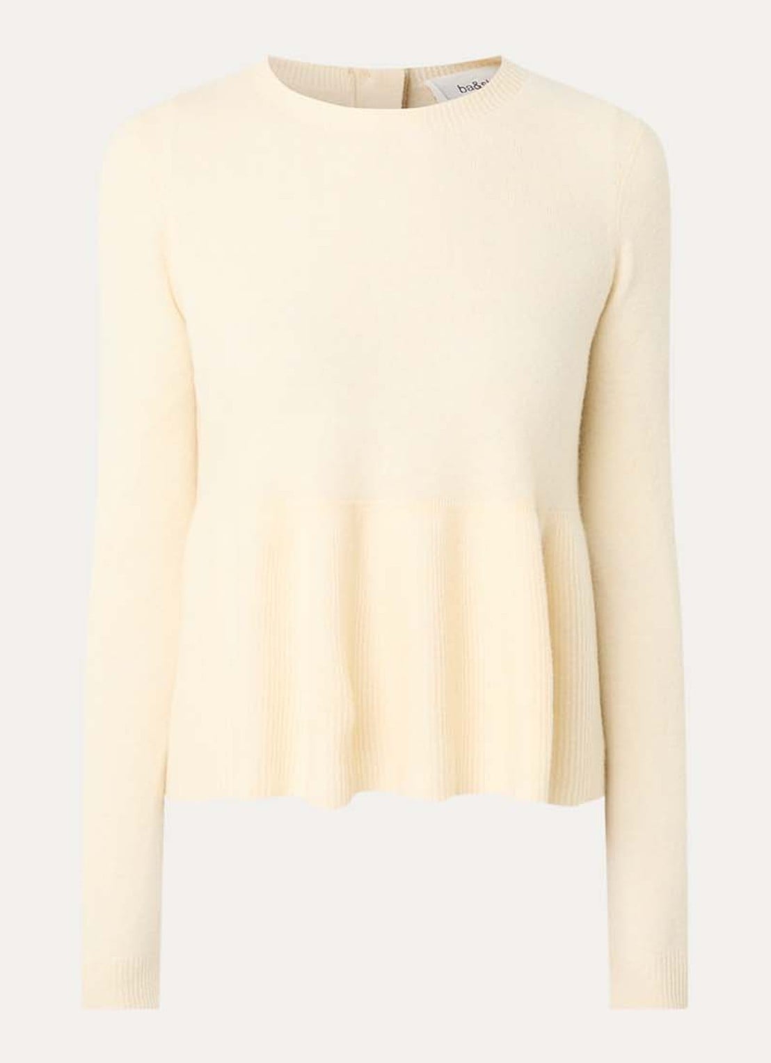 ba&sh Salama fijngebreide pullover in wolblend - voorkant lichtgeel