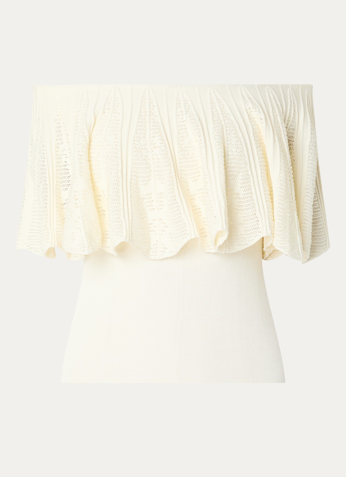 ba&sh Salda grofgebreide top met ingebreid patroon - voorkant 3 gebroken wit