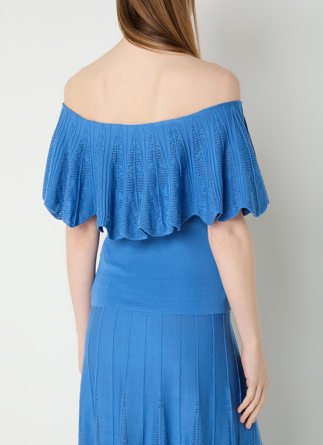 ba&sh Salda grofgebreide top met ingebreid patroon - achterkant 2 blauw