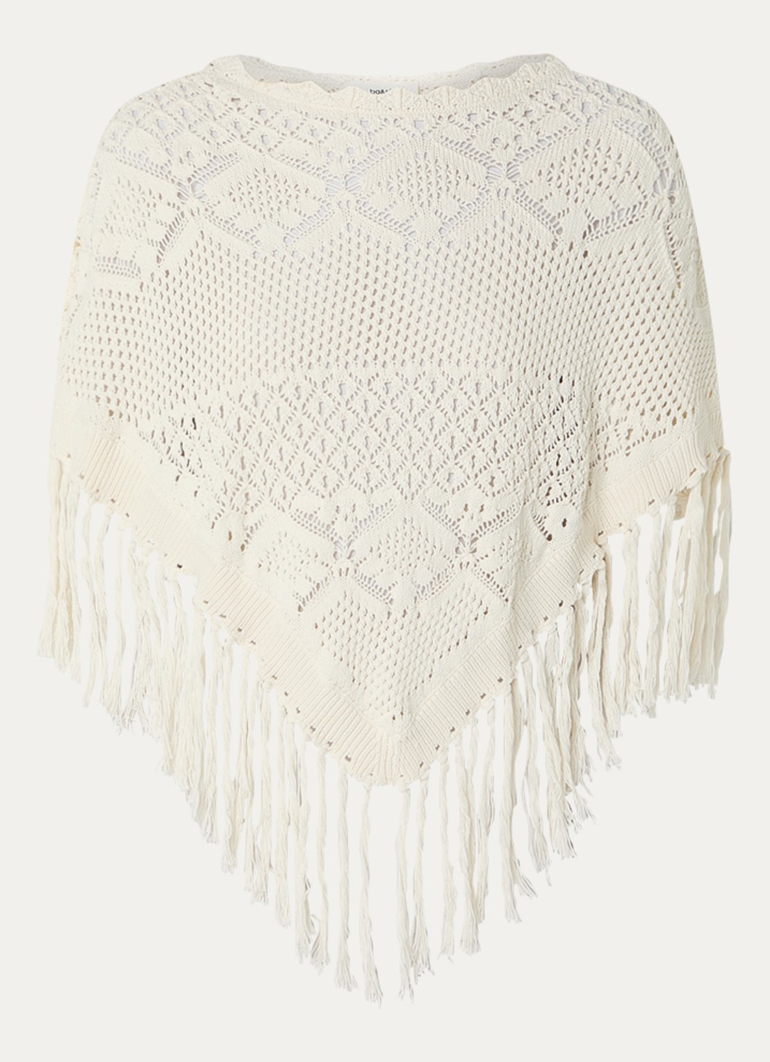 ba&sh Sandy grofgebreide poncho met broderie - voorkant gebroken wit