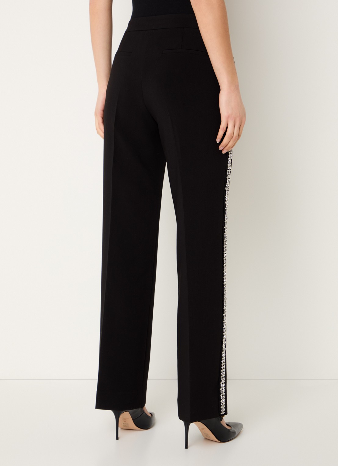 ba&sh Saul high waist wide fit pantalon met strass - achterkant 4 zwart