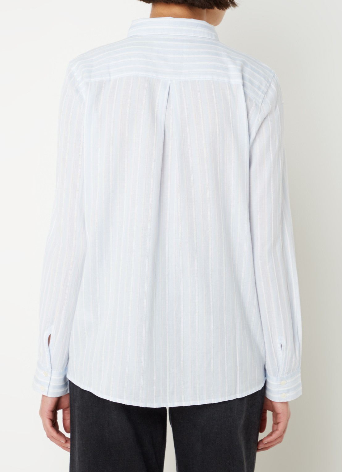ba&sh Scherif blouse met streepprint - achterkant lichtblauw