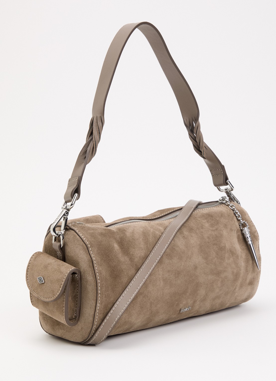 ba&sh Schoudertas van suède met afneembare schouderriem - achterkant 5 taupe