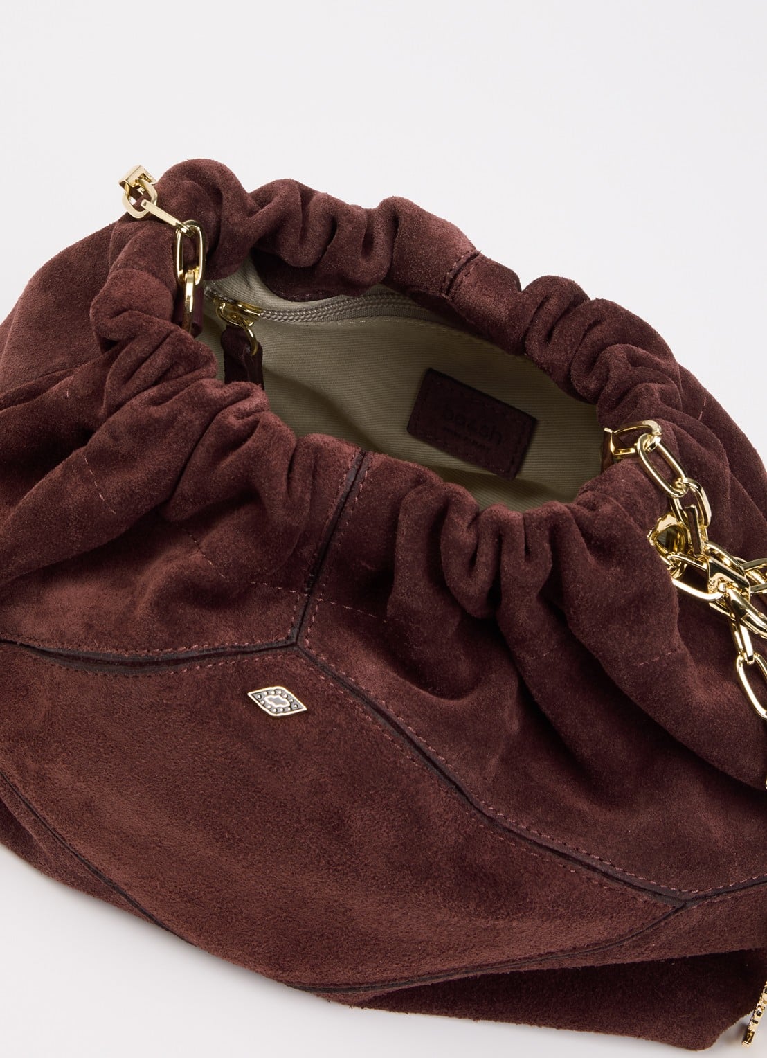 ba&sh Schoudertas van suéde met tasbedel  - detail 3 aubergine
