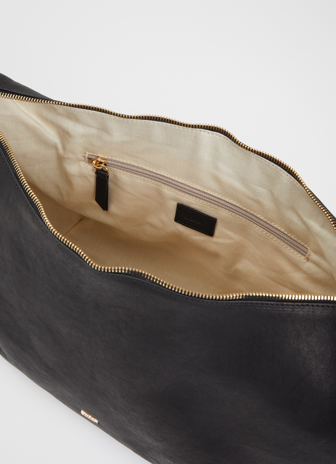 ba&sh Schoudertas XL van leer met franjes - detail 3 zwart