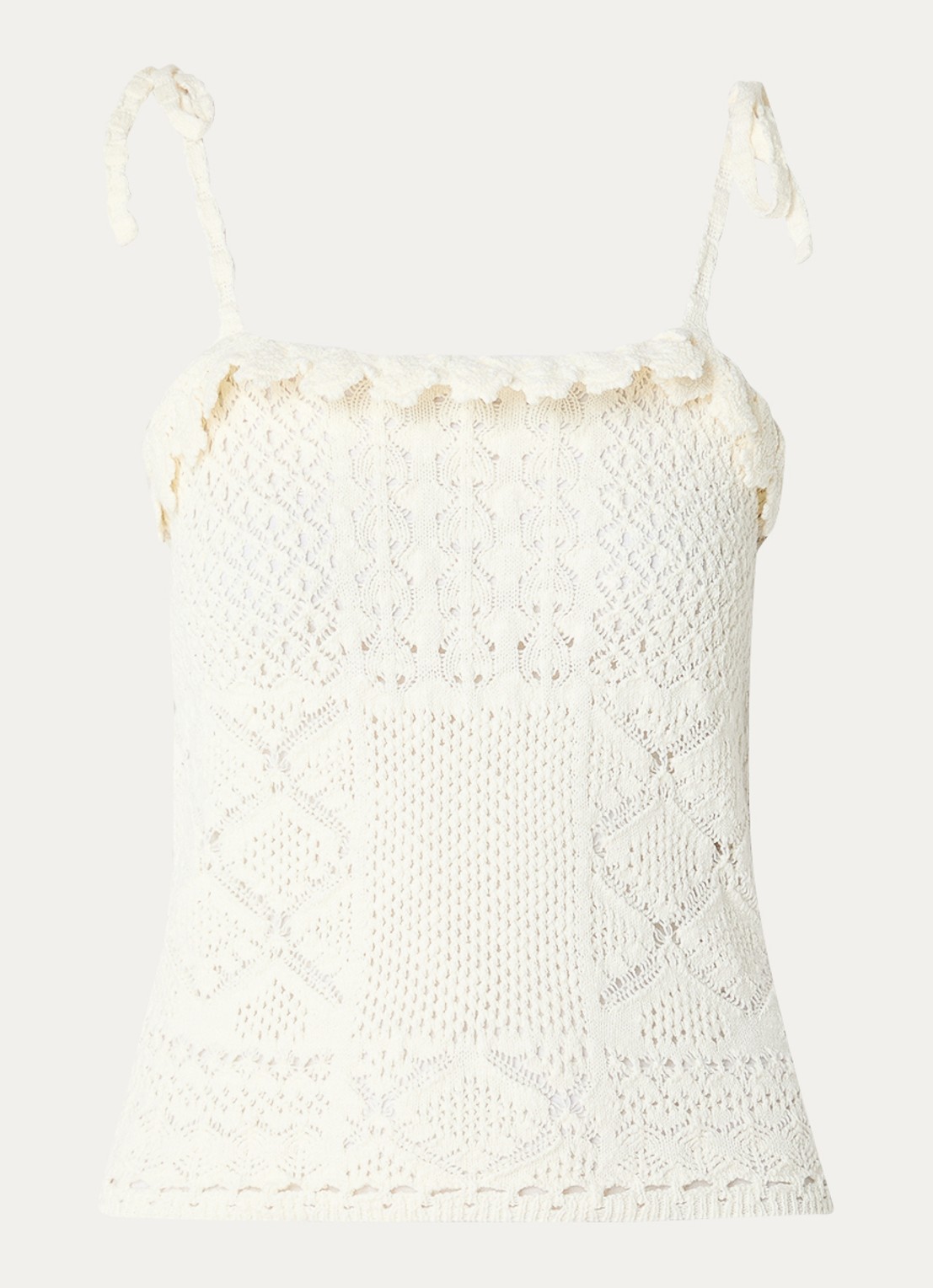 ba&sh Sela crop top met opengewerkt dessin - voorkant 2 gebroken wit